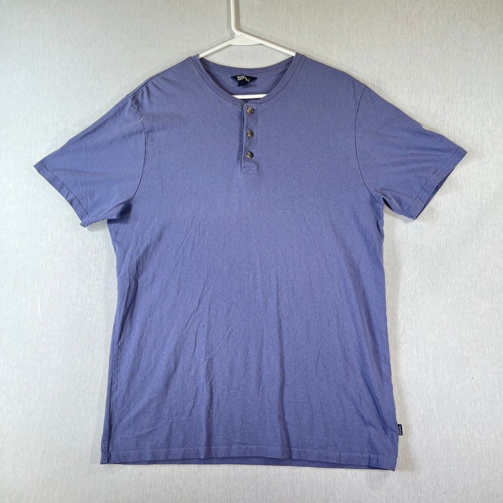 Eddie Bauer Mens Medium Purple Short Sleeve Cotton Henley Shirt Lightweight